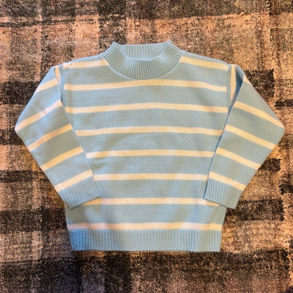 Vintage Healthtex Sky Blue and Cream Striped Sweater